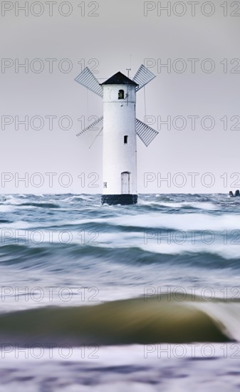 Flood in swinoujscie mills lighthouse