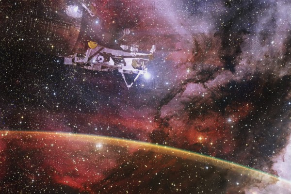 Deep space. Awesome science fiction render. Elements of this image furnished by NASA