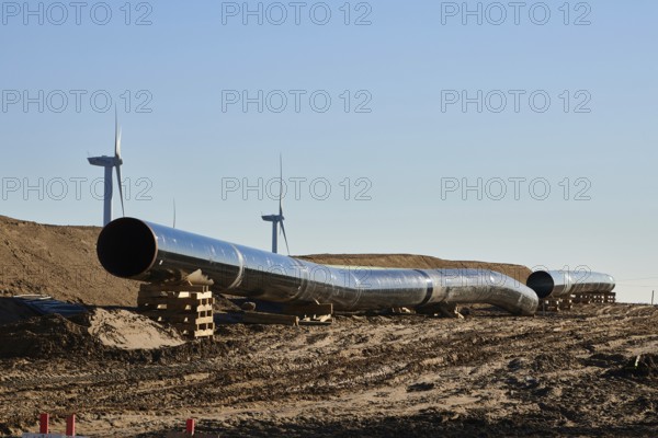 Construction site of the European natural gas pipeline EUGAL near Wrangelsburg Germany on 16.02.2019, this pipeline begins in Lubmin at the landing site of the Nord Stream 1 and 2 Pipline