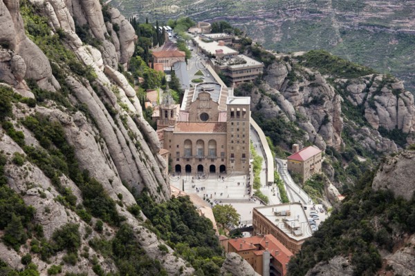 Montserrat monastery in Catalonia, Spain, view from above, Europe