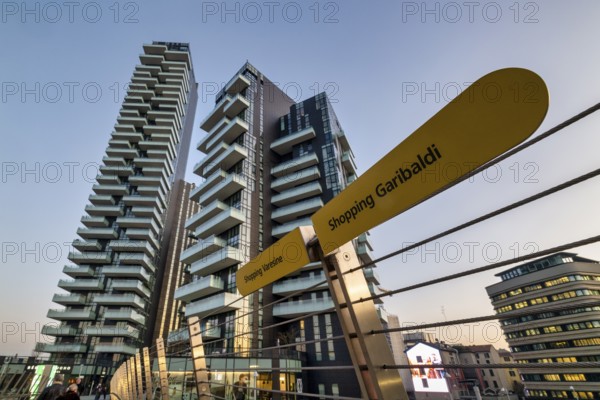 Milan Italy, Porta Nuova District. Solea Condominium and shopping district