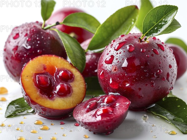 A bowl of fresh fruit on white background, here Pommegranate, AI generated