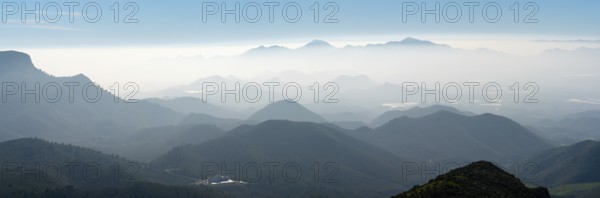 panorama landscape view of semi-desert mountain landscape in southern Spain