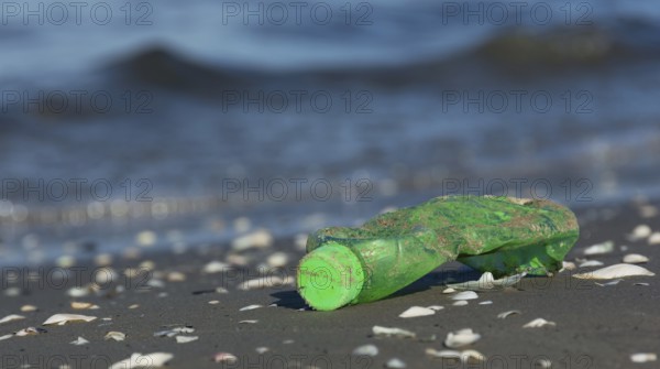 Washed up plastic waste. Stranded plastic waste