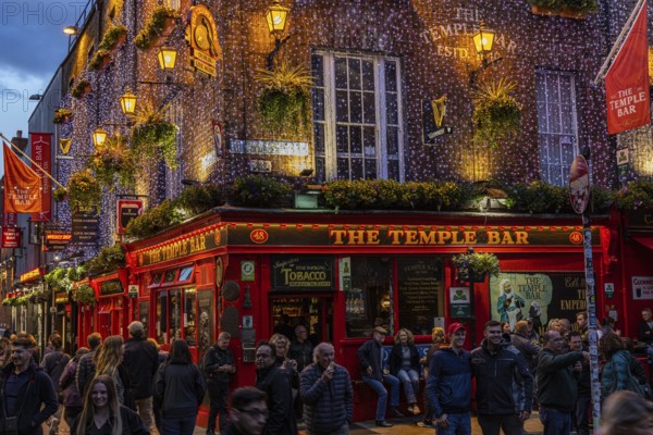 Blue hour at Temple Bar, Dublin, Ireland, Europe