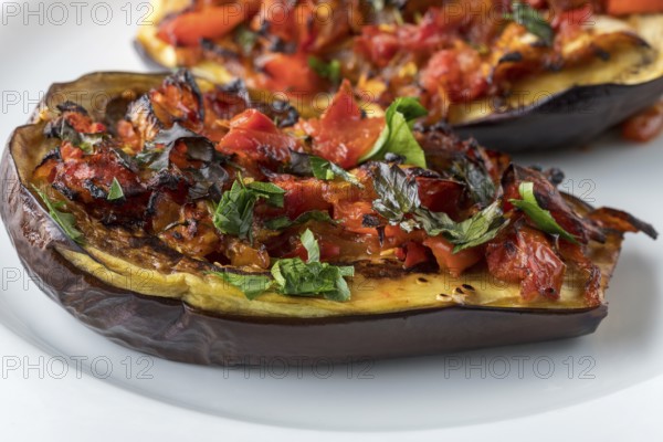 Grilled stuffed aubergine
