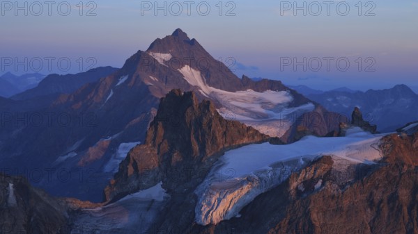 Alpine glow seen from Mount Titlis, Switzerland, Europe