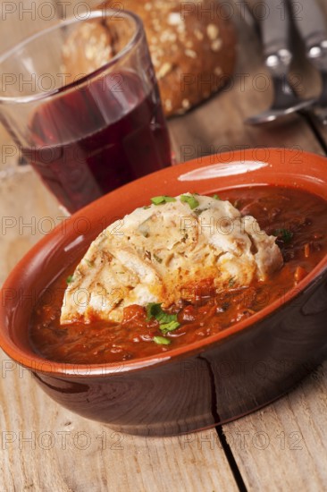Goulash with a napkin dumpling