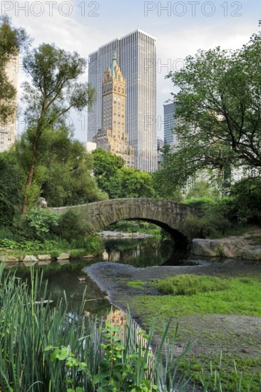 Gapstow bridge in Central Park. Central Park is a public park at the center of Manhattan, New York City, USA, North America