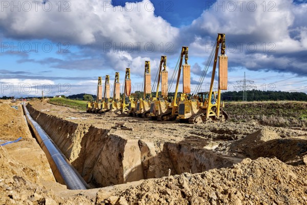 Construction site of the European natural gas pipeline EUGAL near Wrangelsburg Germany on 16.02.2019, this pipeline begins in Lubmin at the landing site of the Nord Stream 1 and 2 Pipline