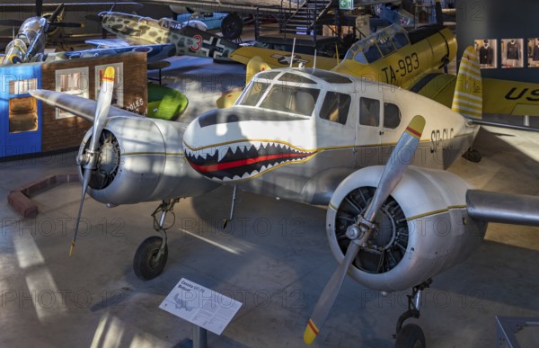 A picture of the Cessna UC-78A Bobcat inside the main hangar of the Polish Aviation Museum