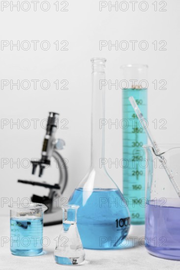 Front view flask science concept