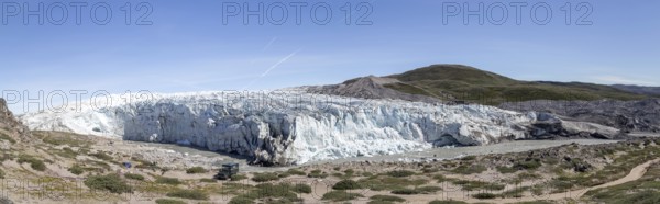 Kangerlussuaq, Greenland, July 13, 2018: Panoramic View of Russell Glacier, North America