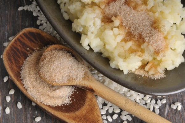 Rice pudding with cinnamon and sugar
