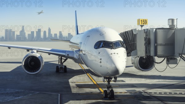 modern airliner at the terminal of an airport