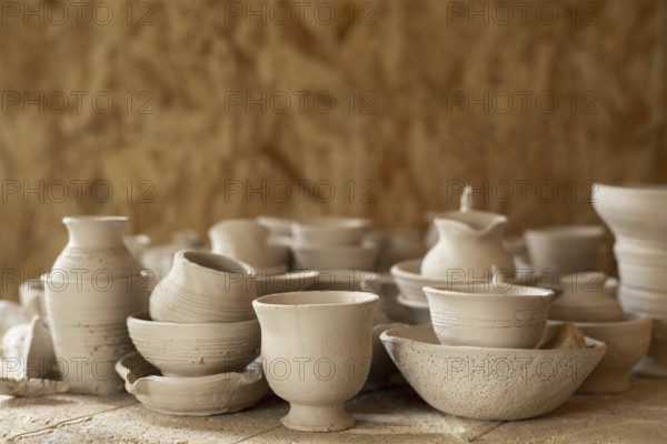 front view various ceramic vases pottery concept