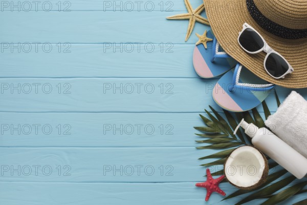flat lay vacation composition with copy space