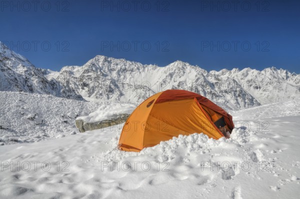 Camping in scenic Himalayas near Kanchenjunga, the third tallest mountain in the world