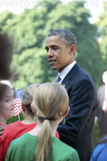 President Barack Obama during the welcoming ceremony at Bellevue Palace, Berlin, Berlin, Germany, Europe