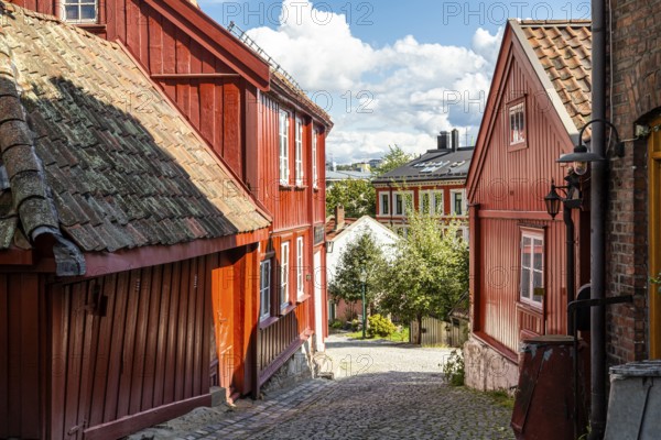 Traditional wooden houses on Damstredet, Oslo, Norway, Traditional houses on Damstredet, Norway, Europe