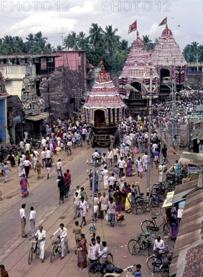 Chariot festival during Arudra Dharsan in Chidambaram, Tamil Nadu, South India, India, Asia