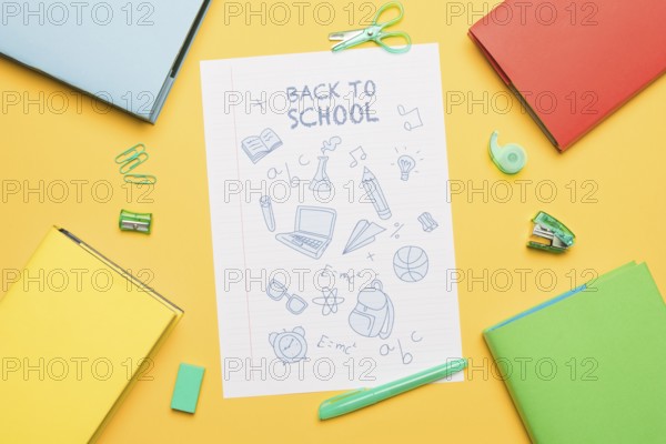Elements studying painted paper with writing back school