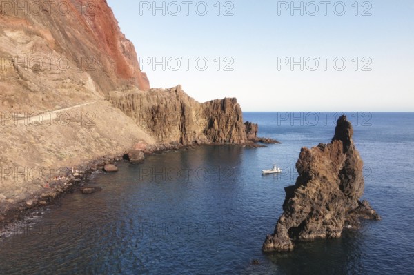 Natural Volcanic stone arch, Roque de Bonanza in El Hierro island, Canary Islands, Spain. High quality photo