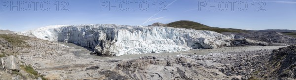 Kangerlussuaq, Greenland, July 13, 2018: Panoramic View of Russell Glacier, North America