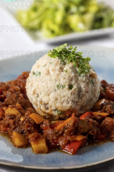 Hungarian goulash with bread dumplings