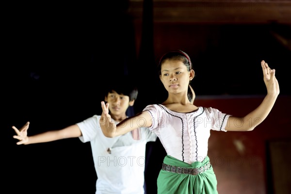 Young Apsara dancer in a dancing school of Phnom Penh Cambodia