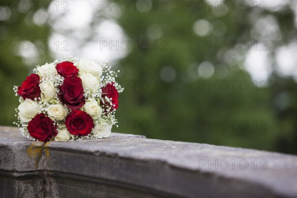 Bridal Bouquet White and Red Roses