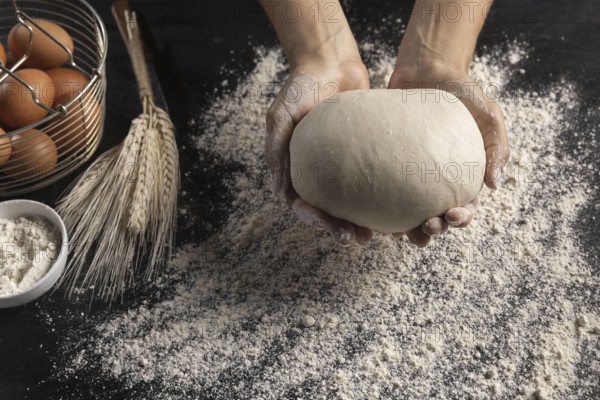 top view chef holding bread dough. Resolution and high quality beautiful photo