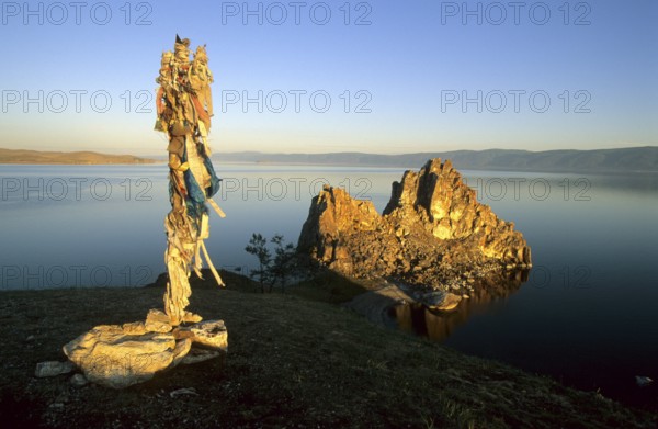 Buryat Faith, Shaman Rock, Olhkon Island, Lake Baikal, Buryatia, Siberia, Russia, Europe