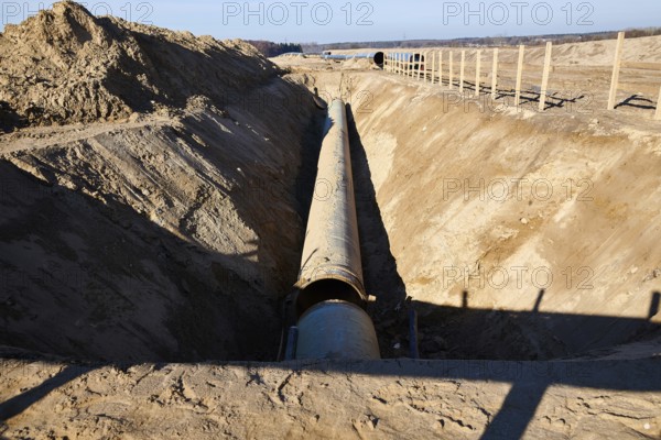 Construction site of the European natural gas pipeline EUGAL near Wrangelsburg Germany on 16.02.2019, this pipeline begins in Lubmin at the landing site of the Nord Stream 1 and 2 Pipline
