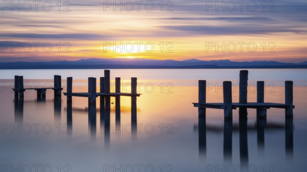 Sunset at lake Neusiedlersee in Burgenland
