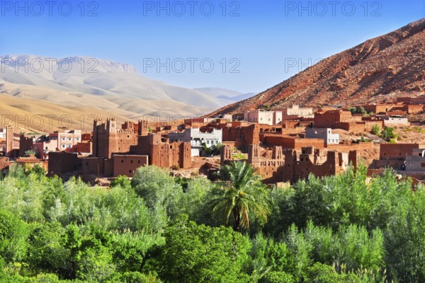 Old berber architecture near the city of Tamellalt in Atlas Mountains region in Morocco