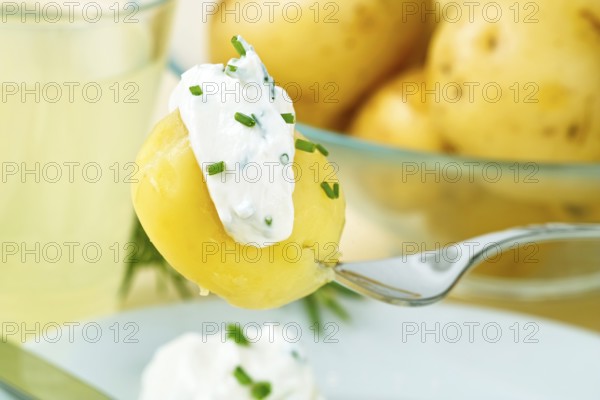 Jacket potatoes with herb curd cheese