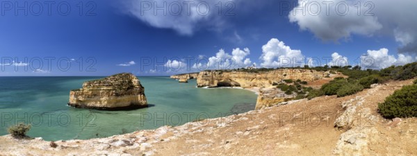 Coastal landscape the southern coast of the Algarve, Portugal, Europe
