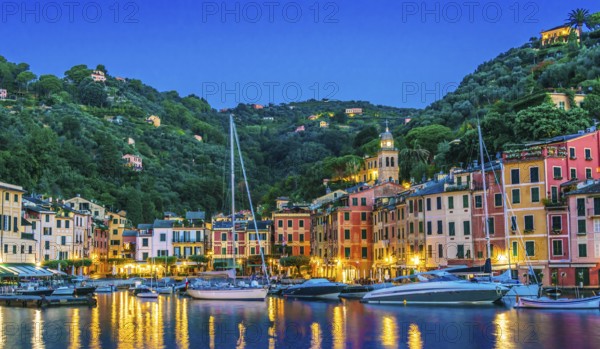 Picturesque fishing village and holiday resort Portofino, in the Metropolitan City of Genoa on the Italian Riviera in Liguria, Italy, Europe