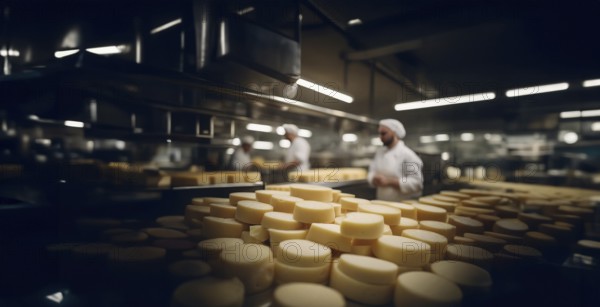 Cheese production, cheese production line, AI generated
