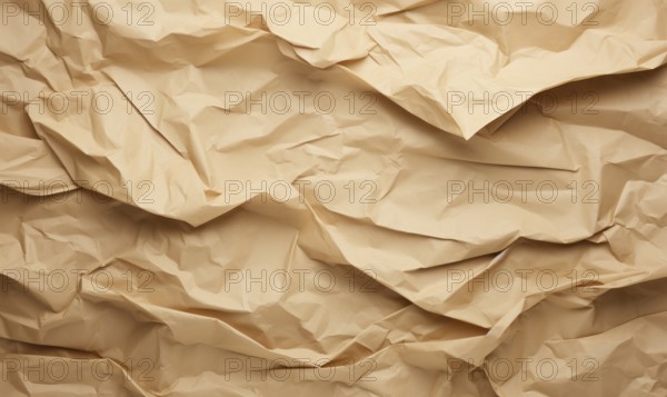 Crumpled paper background. Craft crumpled paper texture AI generated