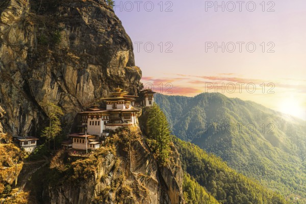 Taktshang Goemba Dzong in a mountain cliff