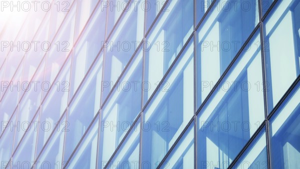Modern office building: Skyscraper with blue glass