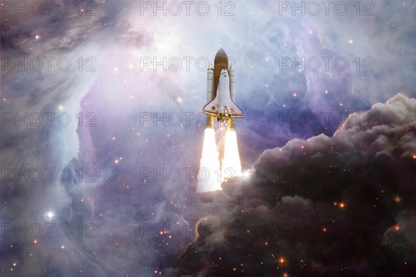 Space Shuttle Atlantis. Cosmos art. Elements of this image furnished by NASA