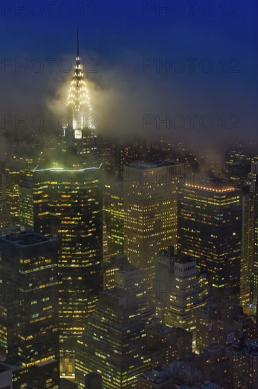 New York. Manhattan. Aerial view at dusk