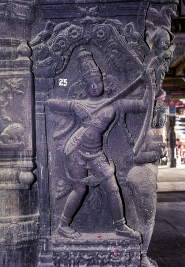Manmatha Sculpture in Ramaswamy temple pillared Mahamandapatam in Kumbakonam, Tamil Nadu, India, Asia