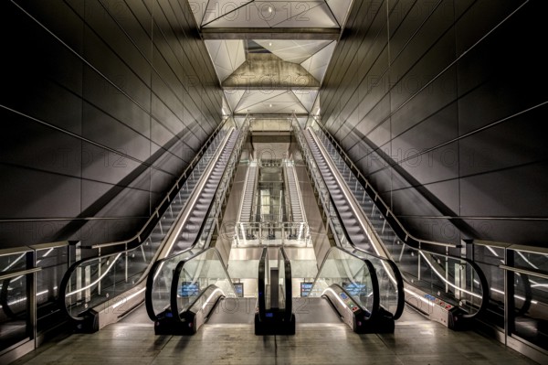 Copenhagen, Denmark, October 13, 2019: Interior view of the new metro station Radhuspladsen on the City Circle Line, Europe