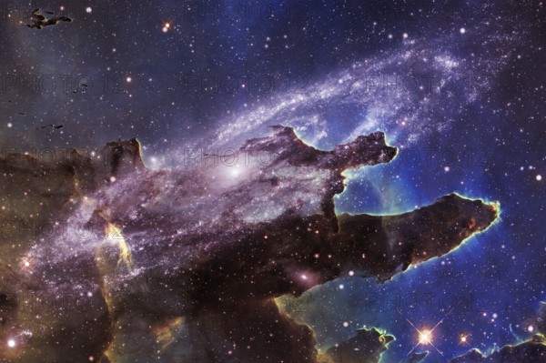Deep space. Awesome science fiction render. Elements of this image furnished by NASA