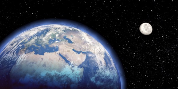 Earth, moon and space