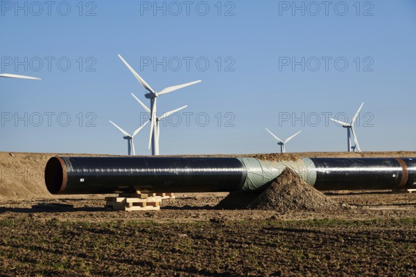 Construction site of the European natural gas pipeline EUGAL near Wrangelsburg Germany on 16.02.2019, this pipeline begins in Lubmin at the landing site of the Nord Stream 1 and 2 Pipline